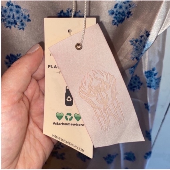 Free People HAH Let It Slip Dress Ditsy Floral French Blue Pink Size M - Picture 7 of 9